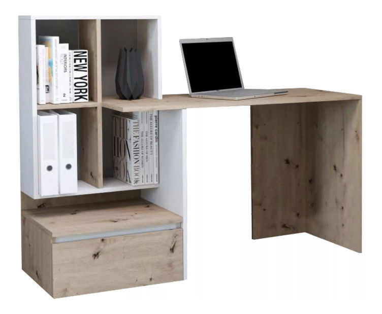 Masă PC Paca (stejar wotan + alb mat)