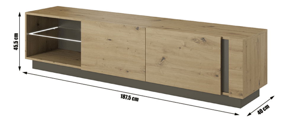Masă TV/Dulap Cethos Typ 187 (stejar artisan + grafit)