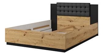 Pat matrimonial 140 cm Signat Typ30 (stejar artisan + negru mat)
