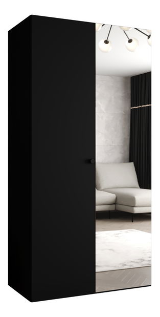 Dulap de haine 100 cm Parna 2 (Negru + Negru)