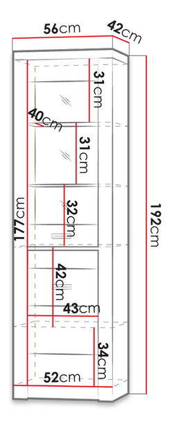 Vitrina Nadenas N4-L (tamni jasen)