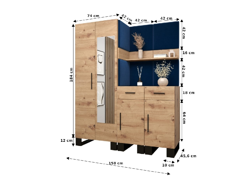 Predsieňová zostava Amanda 15 (dub artisan + biela)