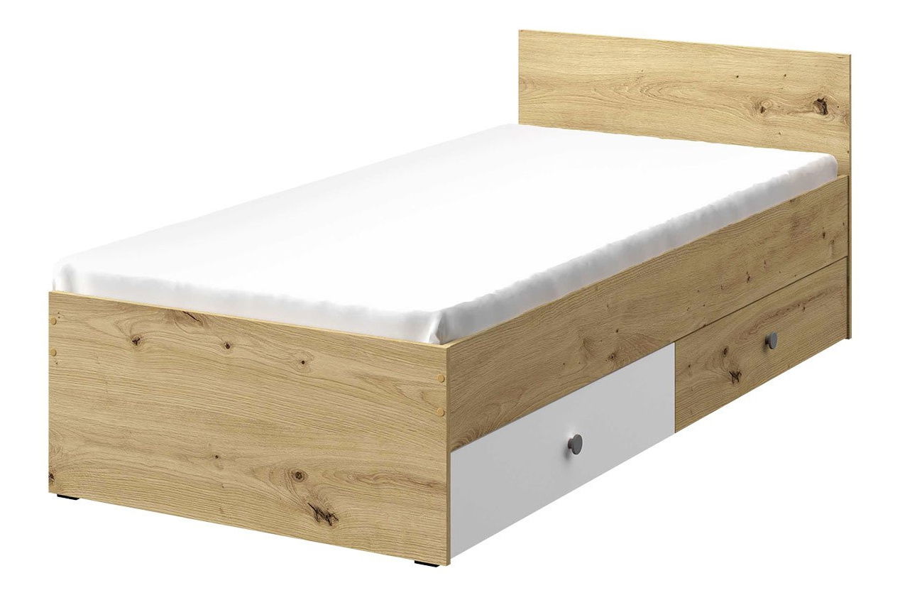 Jednolôžková posteľ 90cm Seraphina WK14 (dub artisan + biela + sivá)