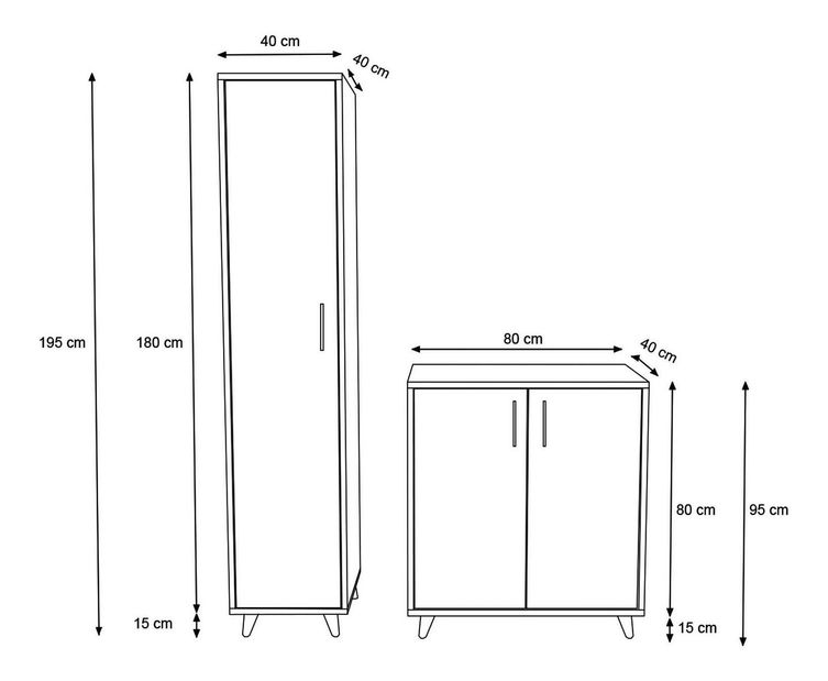 Előszoba bútor Mobeba (tölgy + fehér) 