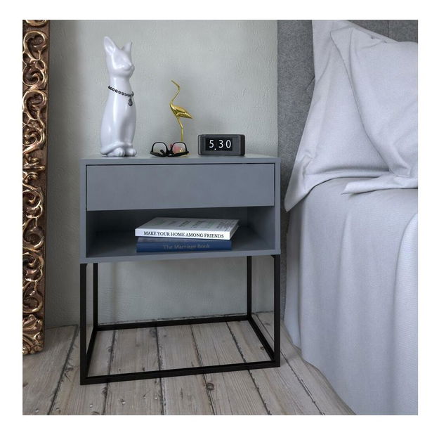 Noćni ormarić Autor (grafit + crna) 