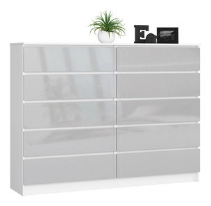 Comodă Kurtinaitis 10SZ (alb + lucios metal)