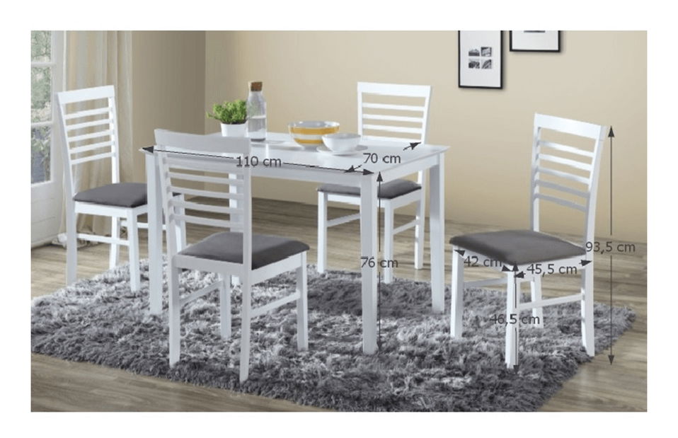 Set masă scaune pentru sufragerie Medo 1+4 (alb + gri) (pentru 4 persoane)