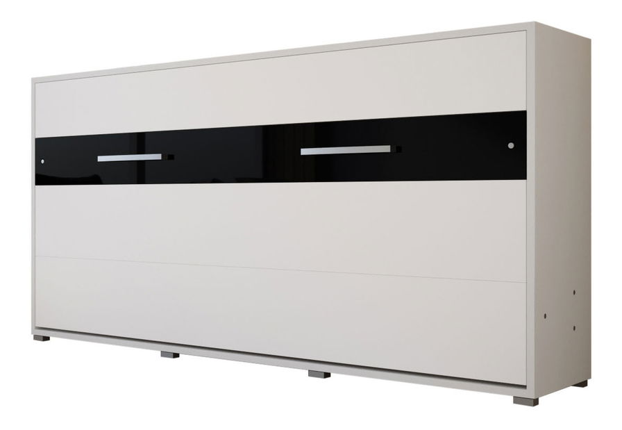 Lenyitható szekrényágy 90 Homer (matt fehér + fényes fekete (horizontális)