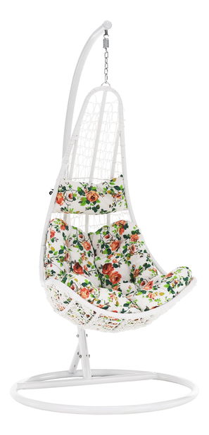 Függő fotel Kolta (fehér + virágmintás)