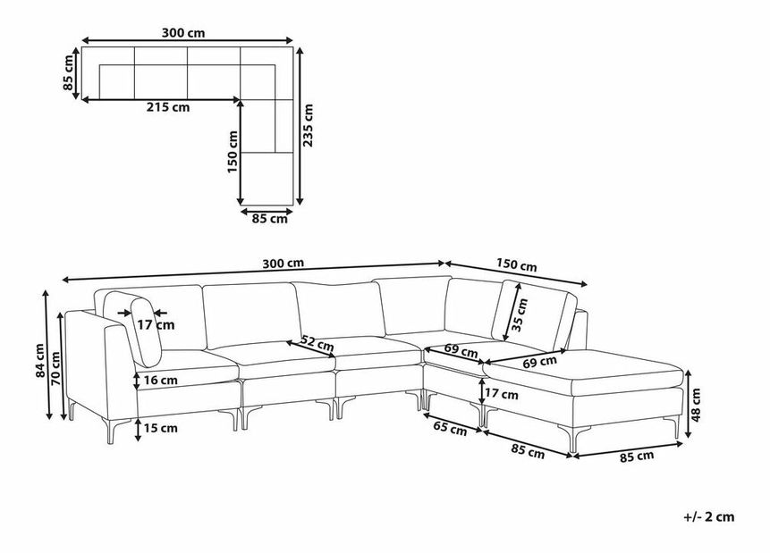 Kutna garnitura EVENA (siva) (s tabureom) (za 5 osoba) (D)