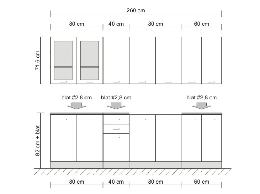 Kuchyňa BRW NIKA 260 standard RAMKA A Borovica antická