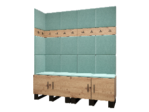 Set mobilier pentru hol Amanda 12 (Stejar artisan + verde)