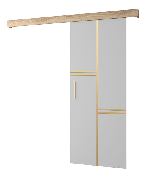 Uși culisante 90 cm Sharlene VIII (alb mat + stejar sonoma + auriu)