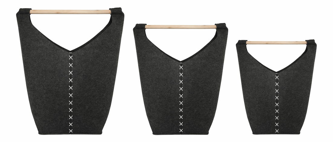 Set 3 buc coșuri textile KIANDRA (plsť) (gri)