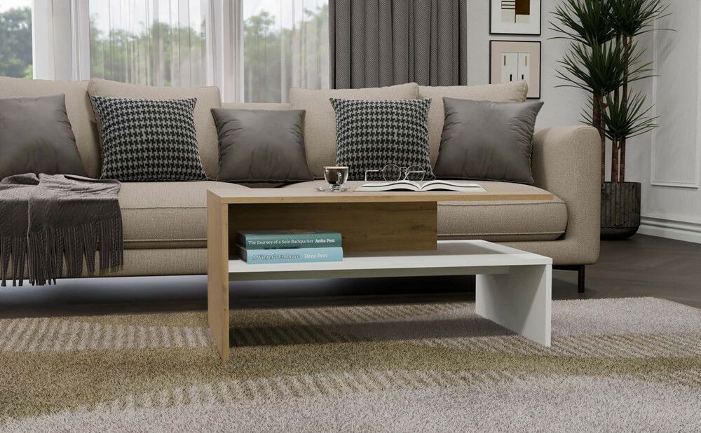 Măsuță de cafea Bolivar 1 (stejar artisan + alb)