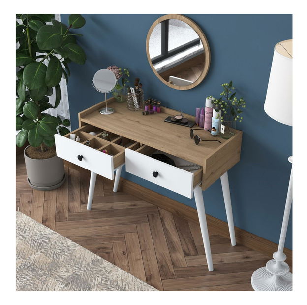 Toaletný stolík Nobisi 2 (biela + orech) 