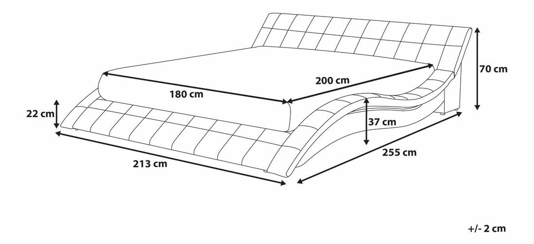 Manželská vodná posteľ 180 cm Veena (sivá) (s roštom a matracom)