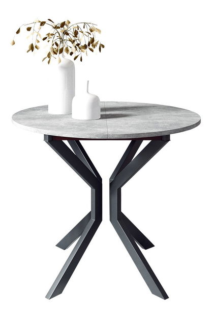 Rozkladací jedálenský stôl 90 cm Kertare M 90 (sivý mramor + čierna) (pre 2-4 osoby)