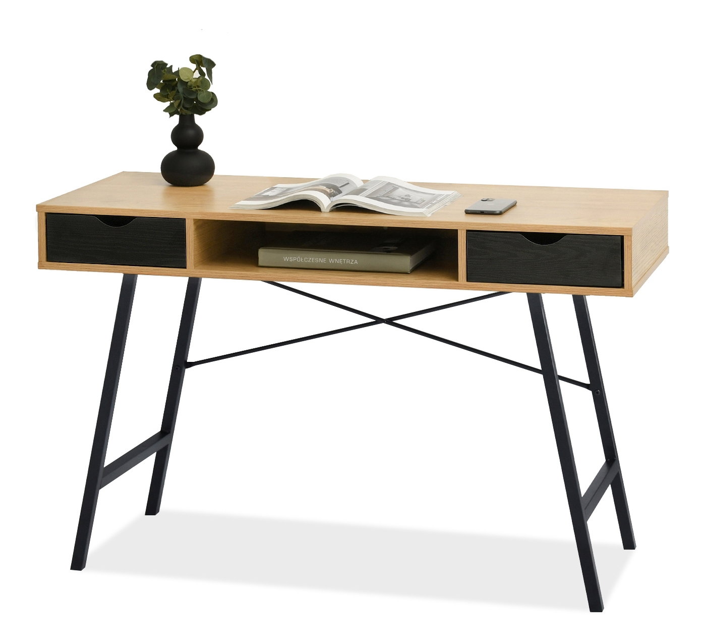 PC asztal Gavon (fekete tölgy + fekete)