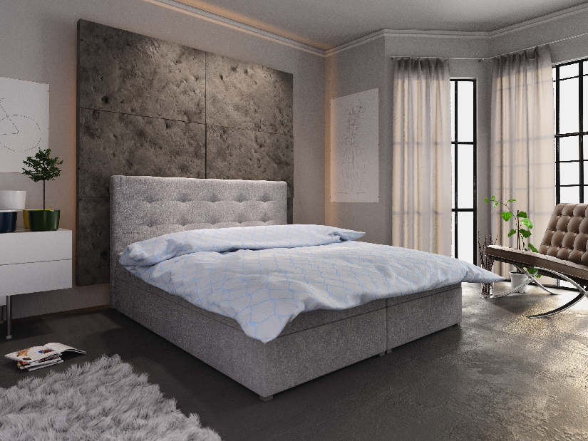 Manželská posteľ Boxspring 160 cm Fade 1 (sivá) (s matracom a úložným priestorom)