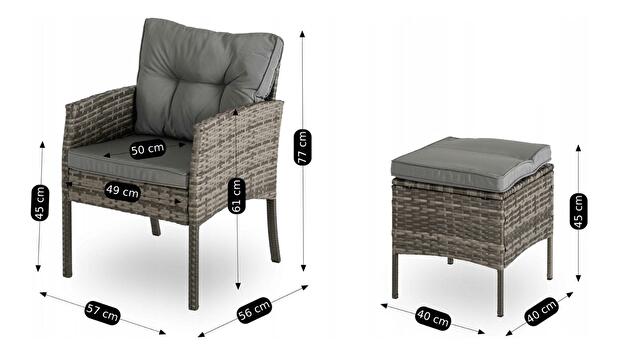 Záhradný set Adaptarlas (sivá) (pre 7 osôb)