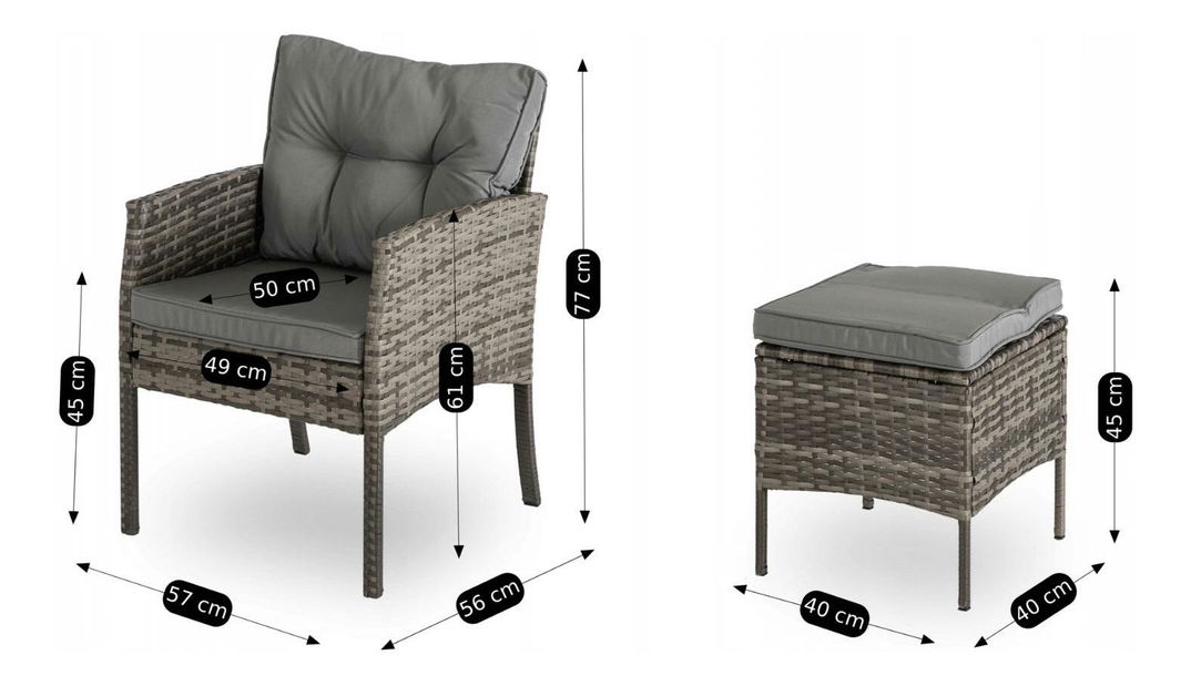 Záhradný set Adaptarlas (sivá) (pre 7 osôb)