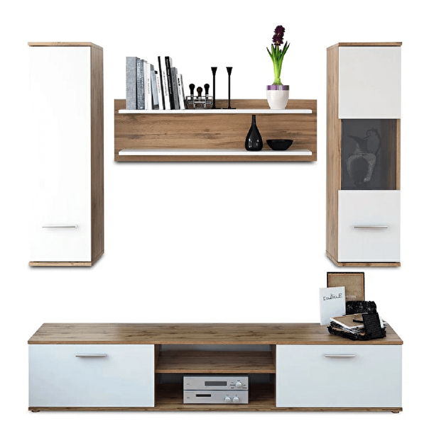 Mobilier living Waldron (stejar wotan + alb)