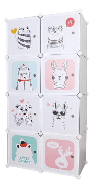 Detská modulárna skriňa Rover (sivá + detský vzor)