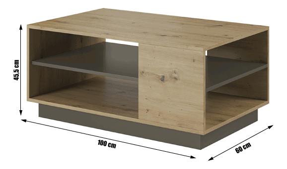 Masă de cafea Cethos (stejar artisan + grafit) *vânzare stoc