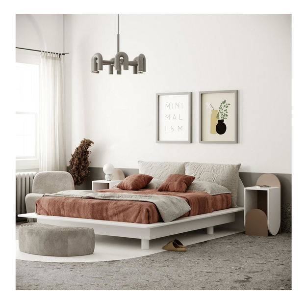 Nočný stolík Kevepa (biela + svetlá mocha)