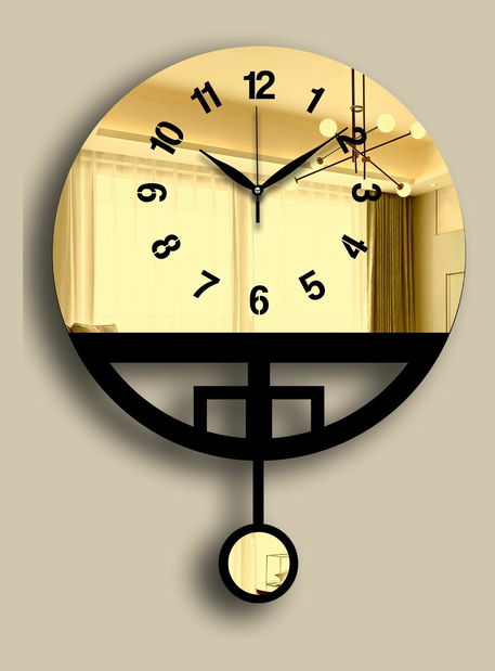 Nástenné hodiny Vlnia (čierna + zlatá)