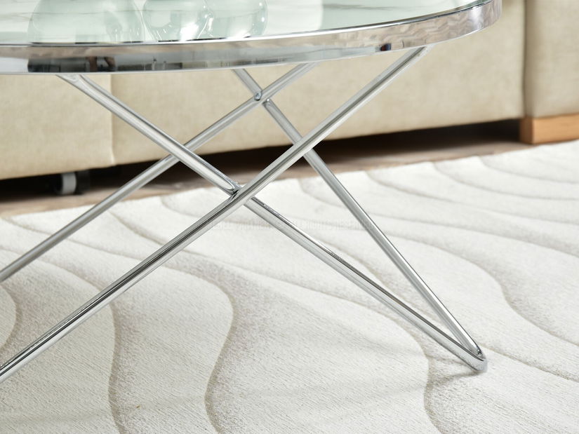 Dohányzóasztal Armin Xl (fehér márvány + króm)