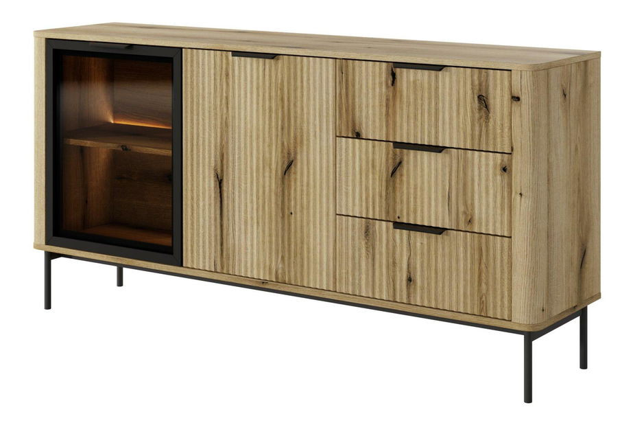 Komoda Wilsire I (hrast coast evoke + crna)