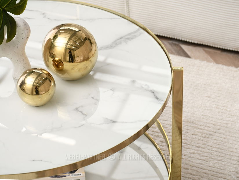Dohányzóasztal Chici (fehér márvány + arany)