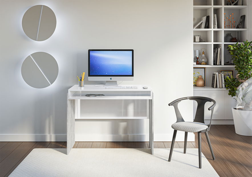 Masă PC Ramea (Alb + piatră)