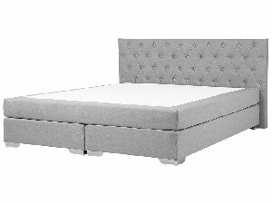 Manželská posteľ Boxspring 180 cm DUKE (s roštom a matracom) (sivá)