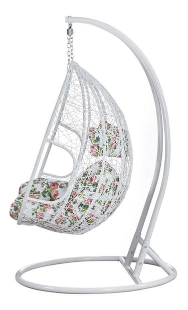 Függesztett kétszemélyes fotel Deber (fehér + virágminta) 