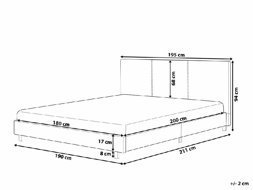 Manželská posteľ 180 cm ALVIA (s roštom) (sivá)