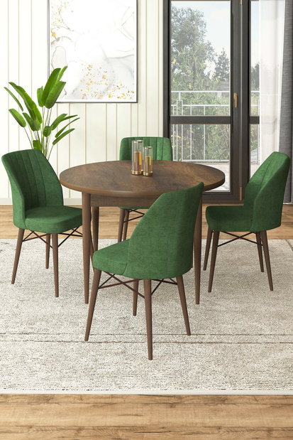 Set dining Roxie (nuc baroc + verde) (pentru 4 persoane)