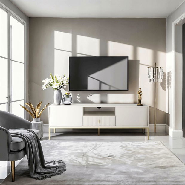 Masă TV Militaba (cașmir + auriu) 