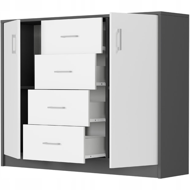 Komoda Unedia (antracit + biela)