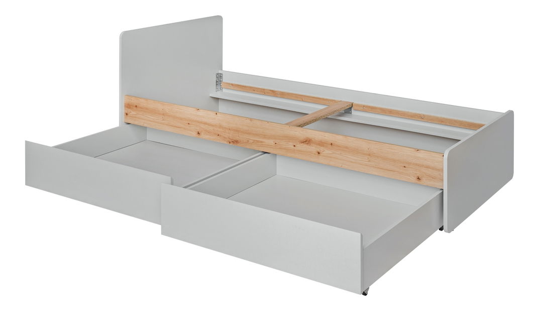 Jednolôžková posteľ 90 cm Voncile 20 ASPG VV BT (perlovo sivá + dub artrisan) (s roštom)