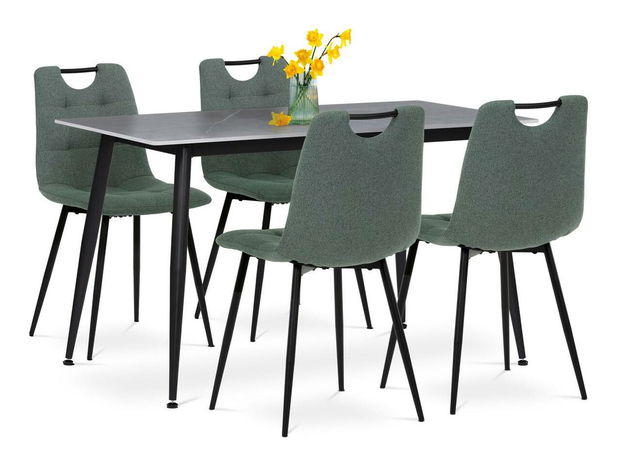 Blagovaonski set Atribuirles (sivi mramor + zelena) (za 4 osobe)