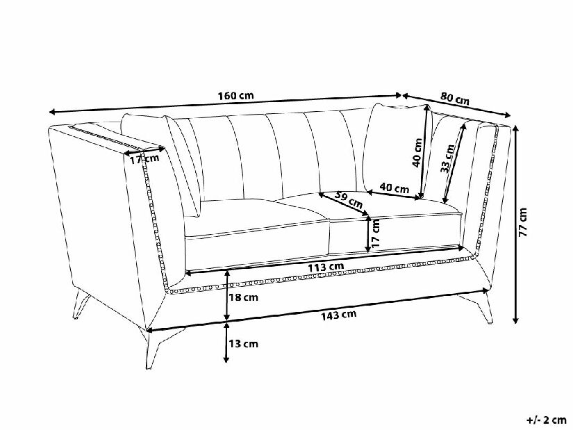 Sofa dvosjed Gama (siva)