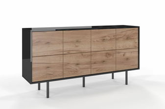 Komoda Sinoit (Hrast craft + sjajna crna)