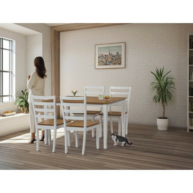 Set mobilier sufragerie cu 4 scaune Vesta (natural)