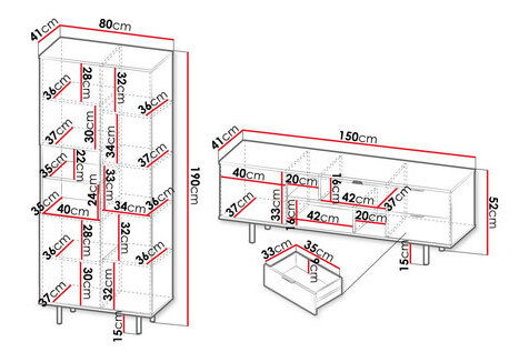 Súprava nábytku do obývačky Newelon III (čierna + zlatá) 