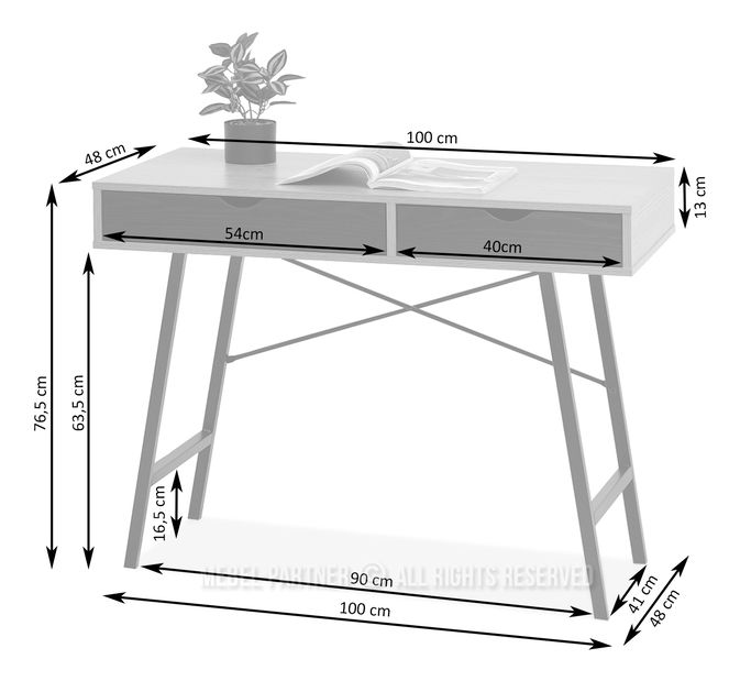 Masă PC Fallon (stejar negru + negru)