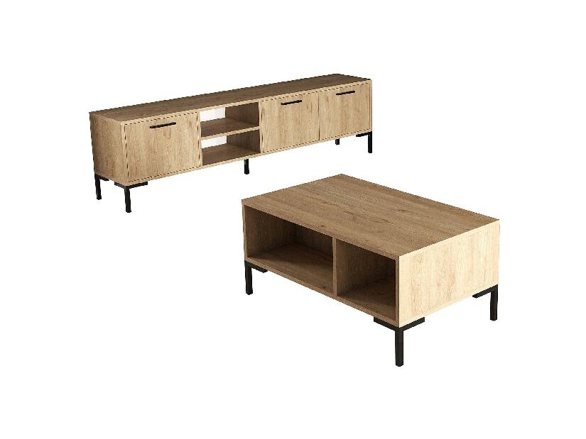 Set mobilier pentru living Povipi 2 (stejar) 