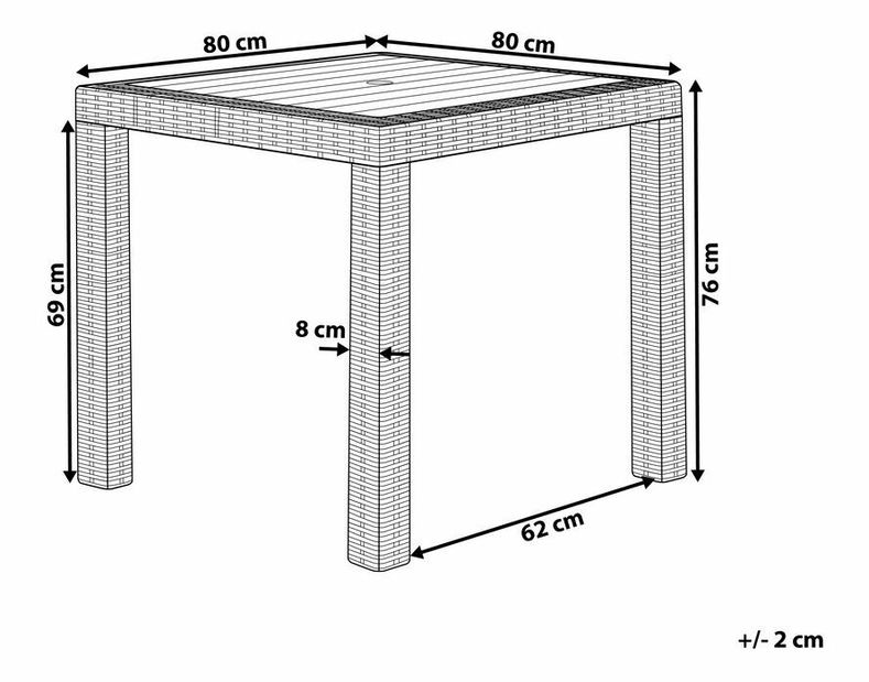 Záhradný stôl Fossil 80 (svetlosivá)